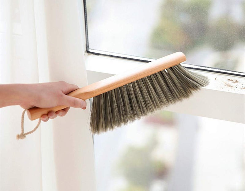 OAKART Hand Brush Soft Bristles Wooden Handle Small Hand Sweeper Brush 14 Inch Long (Gray) - Image 5